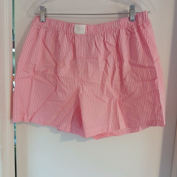 Pants - Women's Pink Stripe Boxer Shorts NWT Pink SZ L